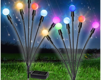 Holiday Sale-Solar Garden Lights, Swaying When Wind Blows, Solar Lights Outdoor Decorative, Color Changing RGB Light ( 2 Pack)