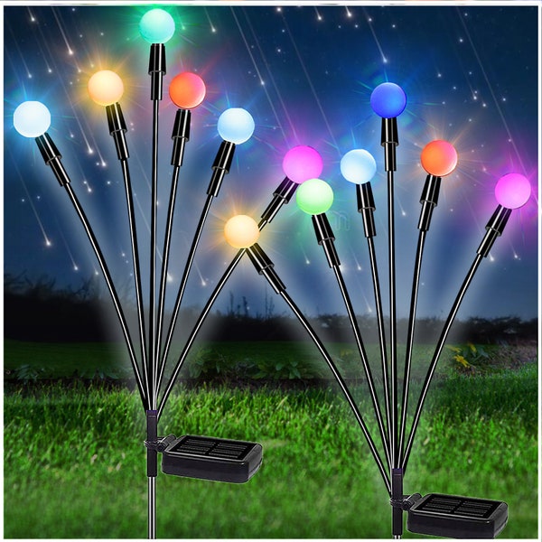 Holiday Sale-Solar Garden Lights, Swaying When Wind Blows, Solar Lights Outdoor Decorative, Color Changing RGB Light ( 2 Pack)