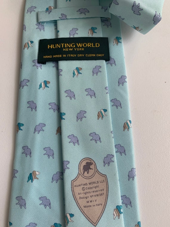 Hunting World, multicolored silk tie with animals