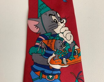 Cravate En Soie 100% Tom & Jerry Avec Guitare - Marque Iside - Made In Italy - Occasion Excellente