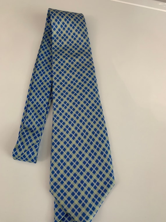 Cravate Kiton 100% Soie Sept Plis Gris Motifs Bleu/lilas - Neuve Sans étiquette