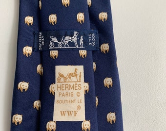 Hermes, blauwe zijden stropdas voor WWF.