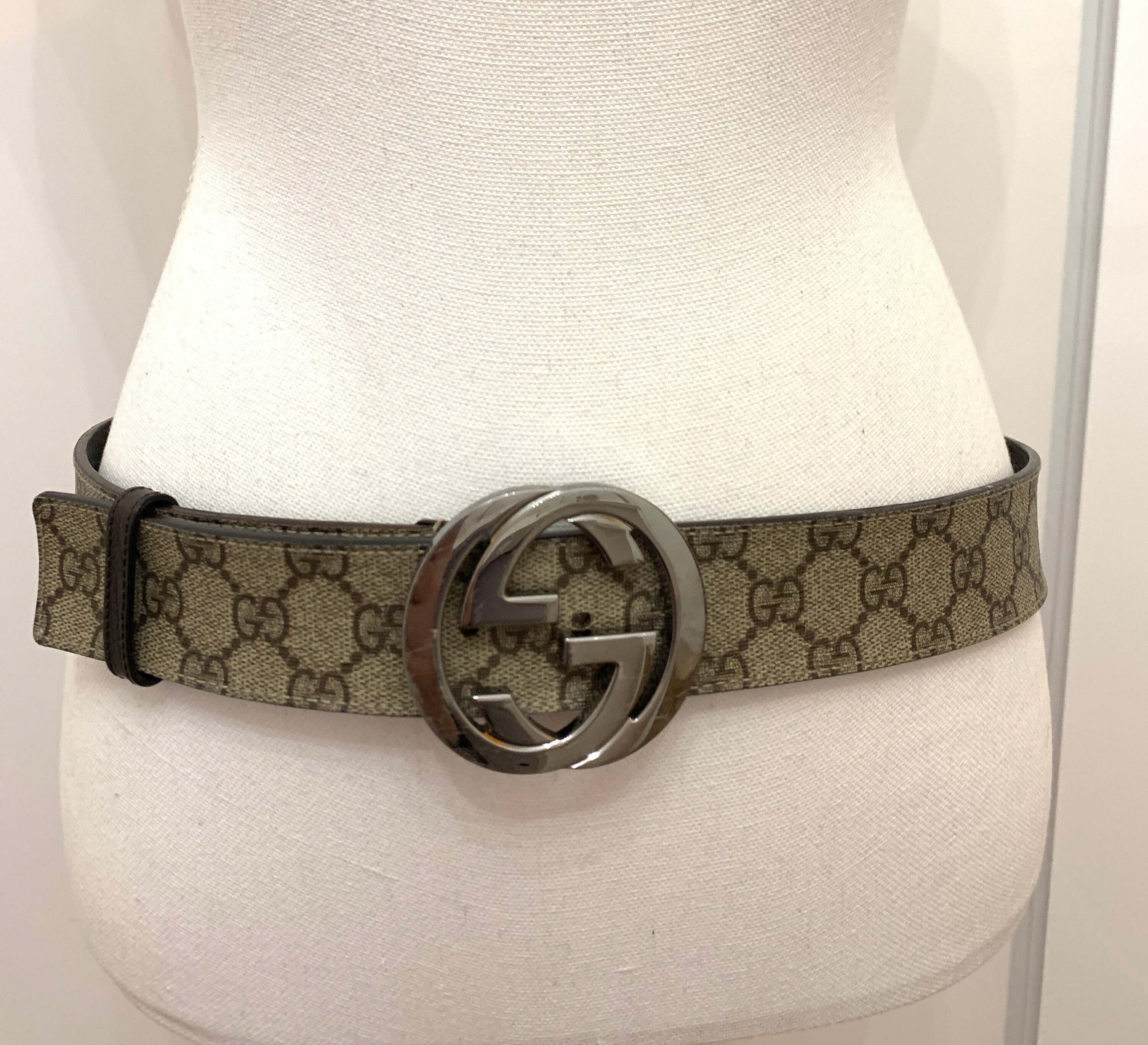 Gucci - GG Supreme Belt with G Buckle - Unisex - Leather/Canvas - 100 - Blue