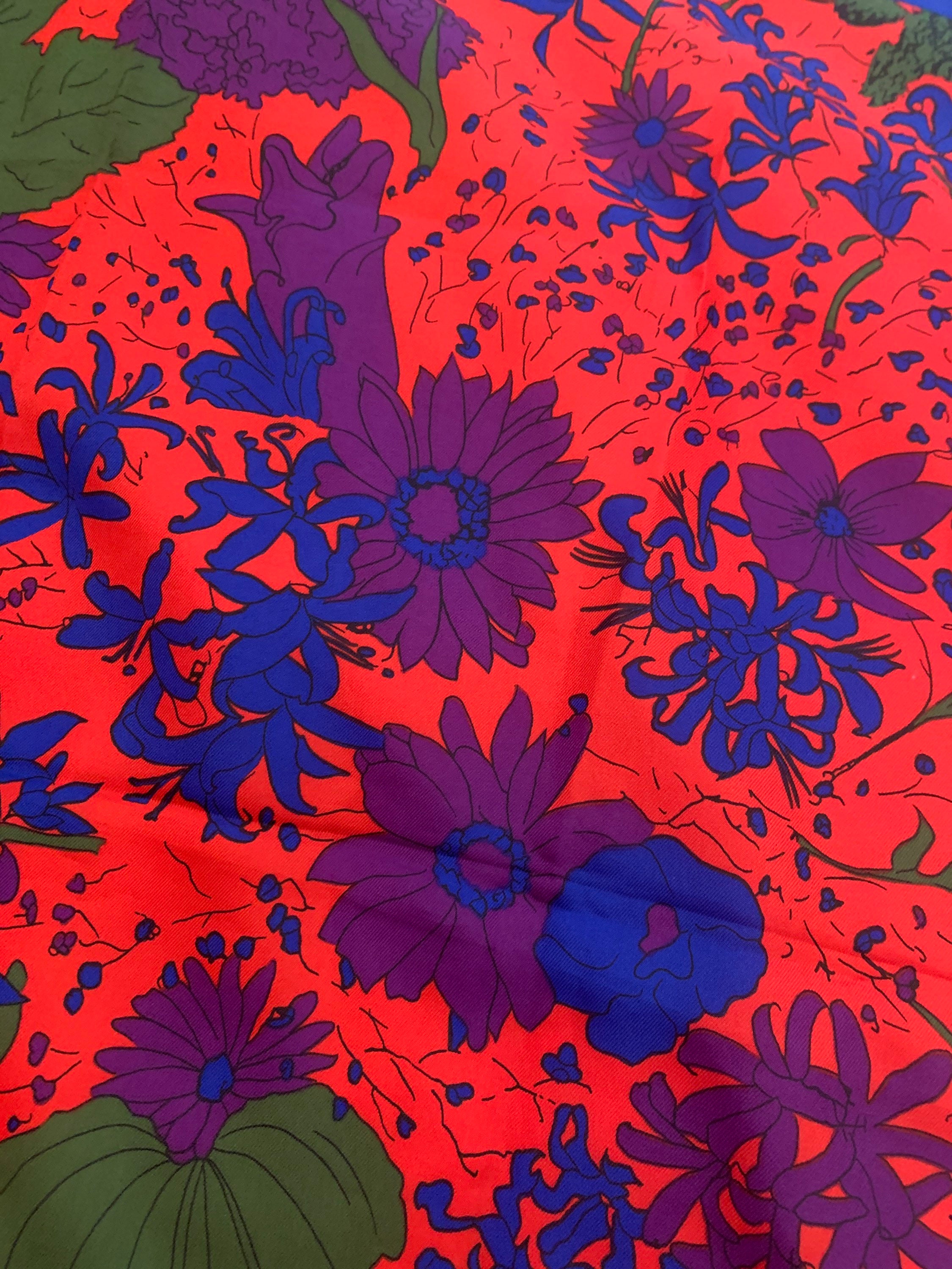 Foulard Vintage Roberta Di Camerino - Soie 100% Italienne, Motif Géométrique Art Déco - Occasion Bon état