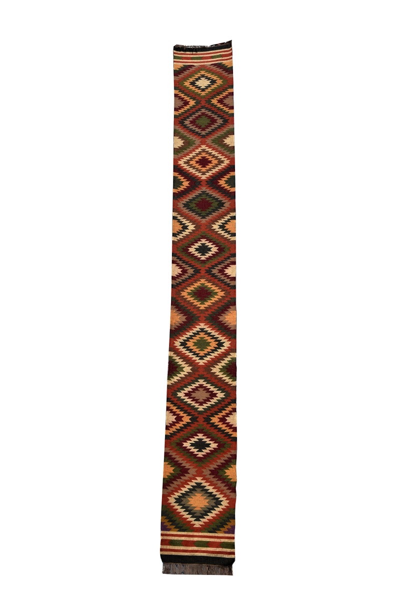 Rug,Indian Boho Rug,Eco Friendly Rugs. 2.5x20 Runner Wool Jute Custom Runner,Handwoven Navajo Kilim Carpets,Handmade Durry,Orientel
