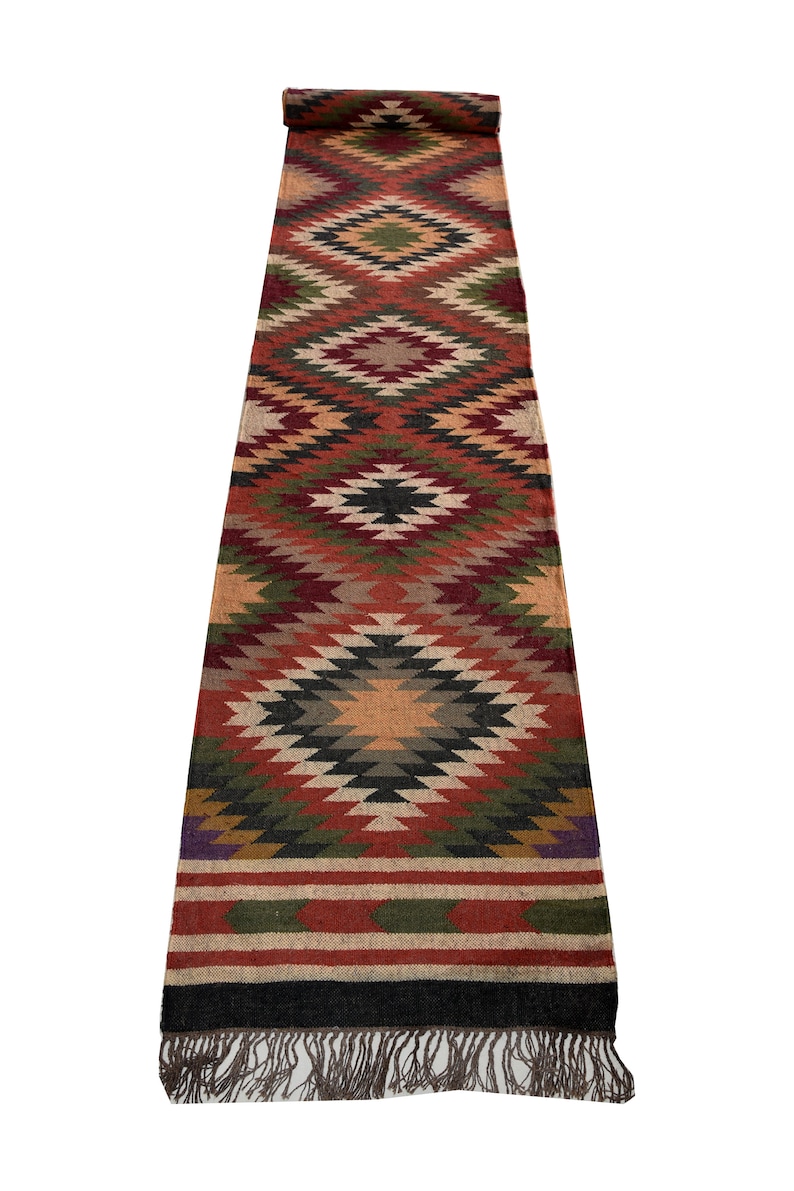 Rug,Indian Boho Rug,Eco Friendly Rugs. 2.5x20 Runner Wool Jute Custom Runner,Handwoven Navajo Kilim Carpets,Handmade Durry,Orientel