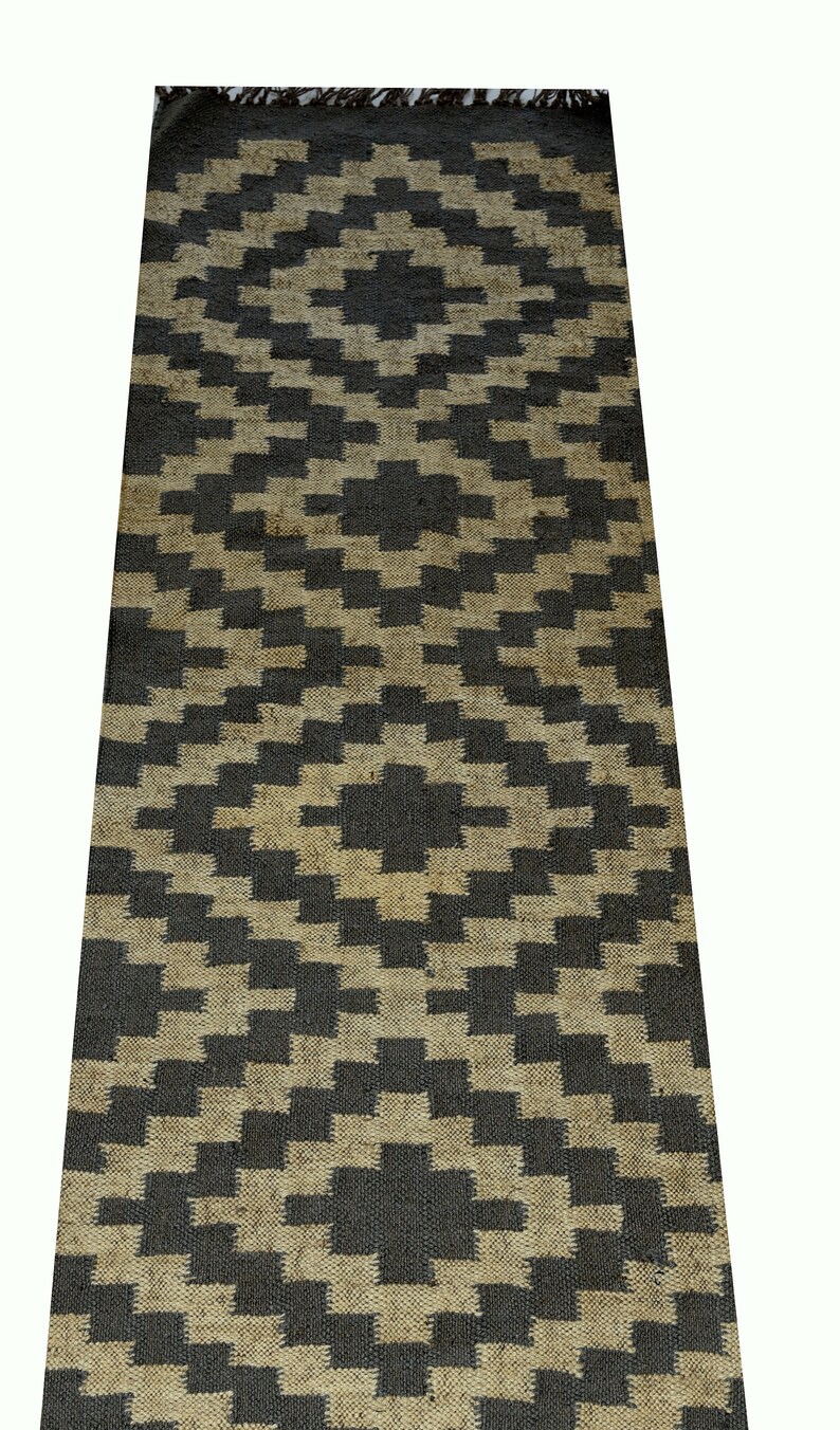 Kilim Wool Jute Multicolour Runner Rug Dhurrie Carpet,5.5x6.5 Feet Runner,Long Runner Rug,Persian Tribal Runner,IndianTraditional Runner rug