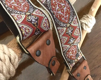 Embroidered Guitar Style Bag Strap: Adjustable Crossbody Purse Strap