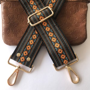 Handbag Strap in Guitar Strap Style | Replacement Strap Crossbody Bag | Adjustable Purse Strap | Embroidered Strap | Guitar Strap For Purse