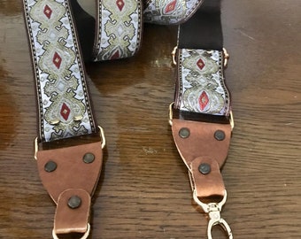 Embroidered Guitar Style Bag Strap, Adjustable Crossbody Replacement