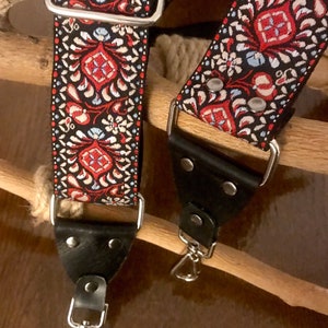 Embroidered Guitar Style Bag Strap: Adjustable Crossbody Purse Strap