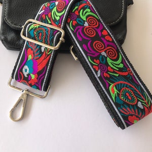 Handbag Strap in Guitar Strap Style | Replacement Strap Crossbody Bag | Adjustable Purse Strap | Embroidered Strap | Guitar Strap For Purse