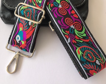 Embroidered Guitar Style Bag Strap | Adjustable Crossbody Purse Strap