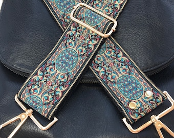 Boho Guitar Style Bag Strap: Adjustable Jacquard Crossbody Replacement