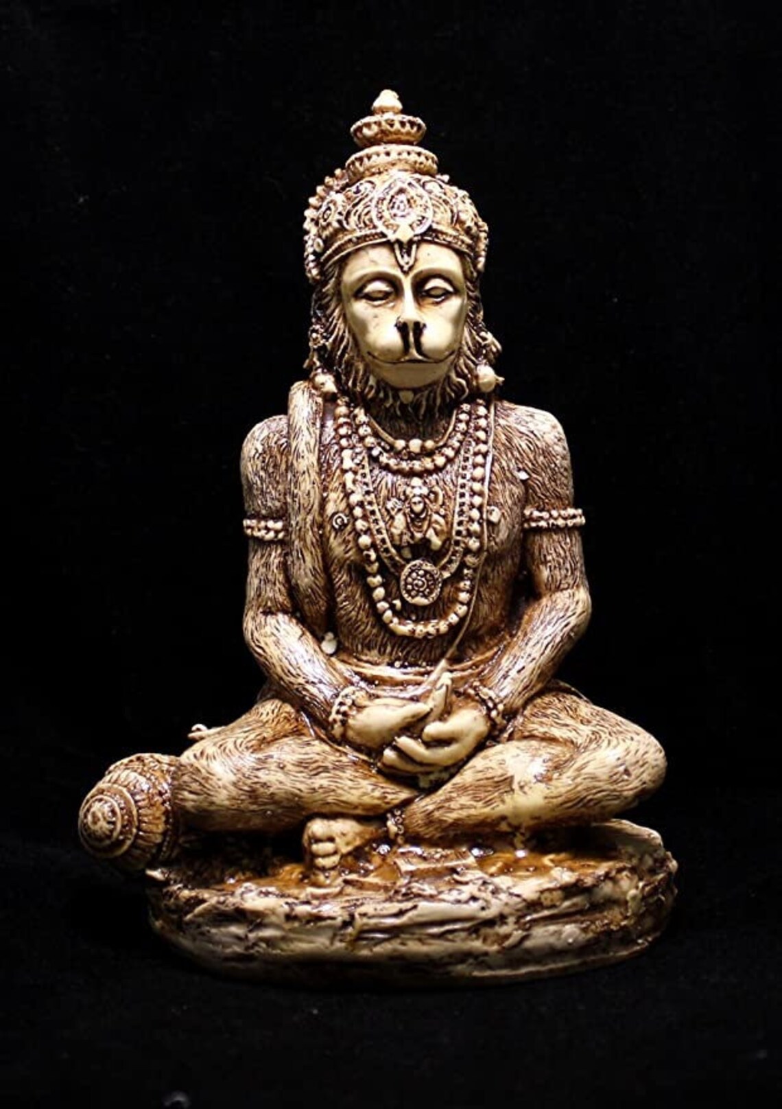 Sitting Hanuman Statue 6 Inches Polyresin Meditating Etsy