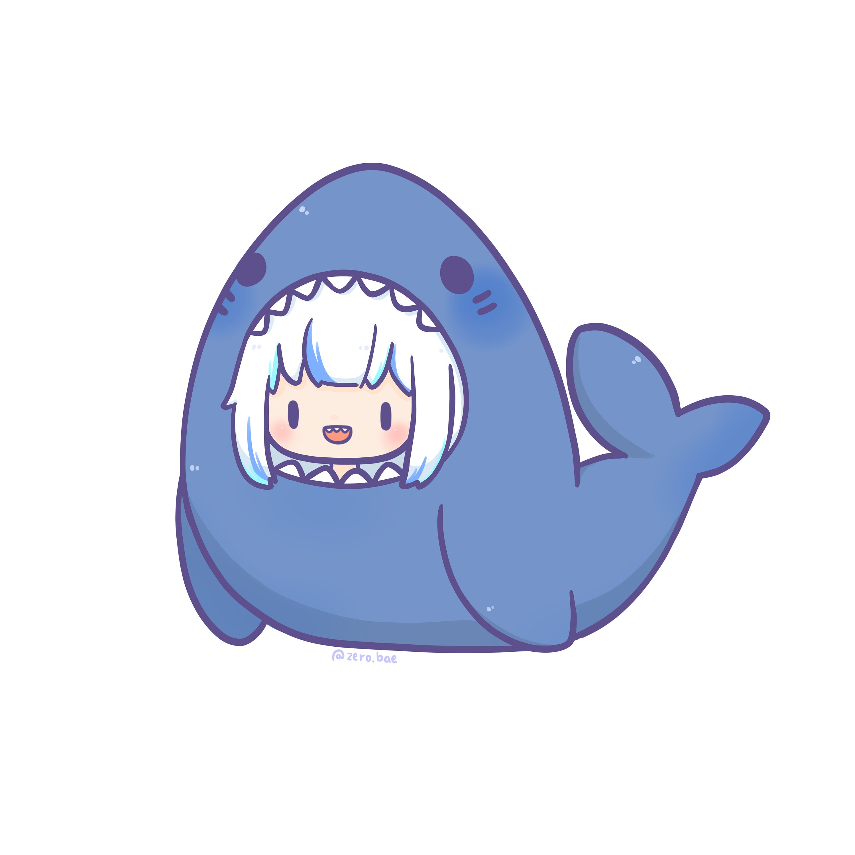 Cute Shark Girl Chibi Vinyl Waterproof Sticker Anime Decal Etsy