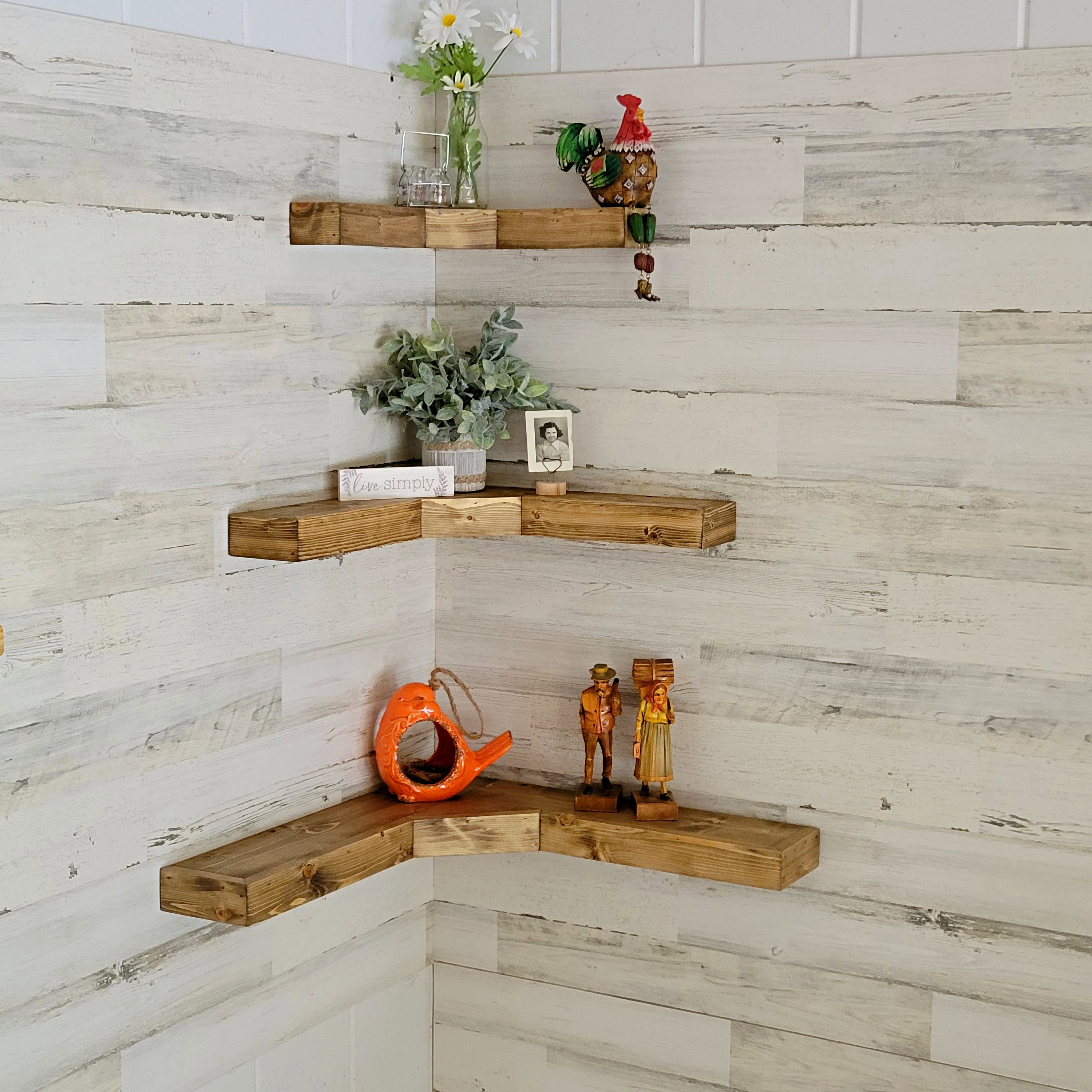 Floating Corner Shelves Set of Wall Hanging Shelves Open Etsy