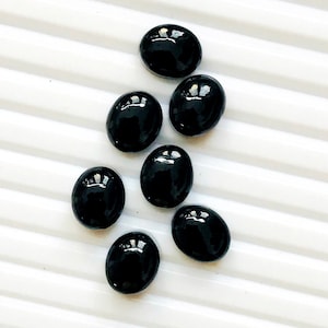 20 Black Onyx Cabochons: 5x10x14mm Oval Loose Gemstones