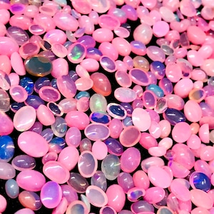 Natural Pink Ethiopian Opal Oval Loose Gemstone ! Pink Opal Polished Gemstone ! Pair Opal Loose Gemstone - Ethiopian Opal Loose Stone