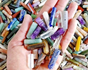 Mini Crystal Point Obelisk Towers: Natural Gemstone Mix, Healing Crystals (1-1.5 Inch, 5-8mm Thick)