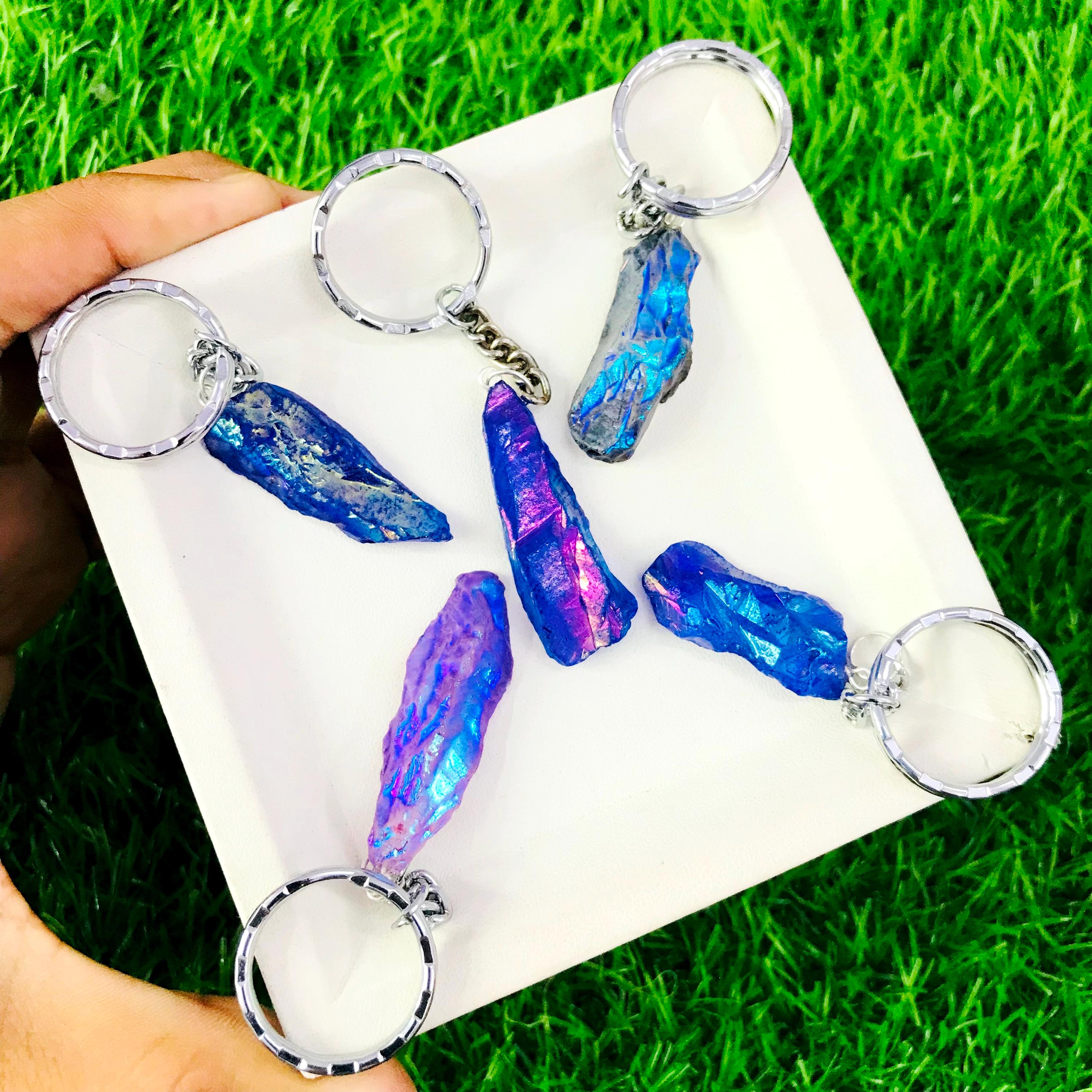 ブルーチタンドゥルージー宝石キーリング 5個セット - 天然瑪瑙 - Etsy