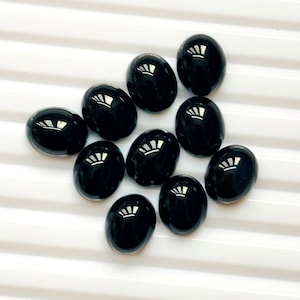 20 Black Onyx Cabochons: Natural Oval Gemstones (8x10mm-15x30mm)