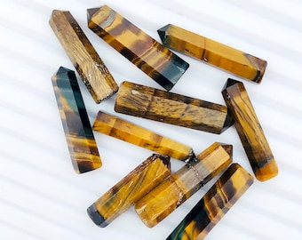 Tiger's Eye Crystal Point: Thickness 5mm-8mm Natural Gemstone Obelisk Tower (1-1.5" Inch)