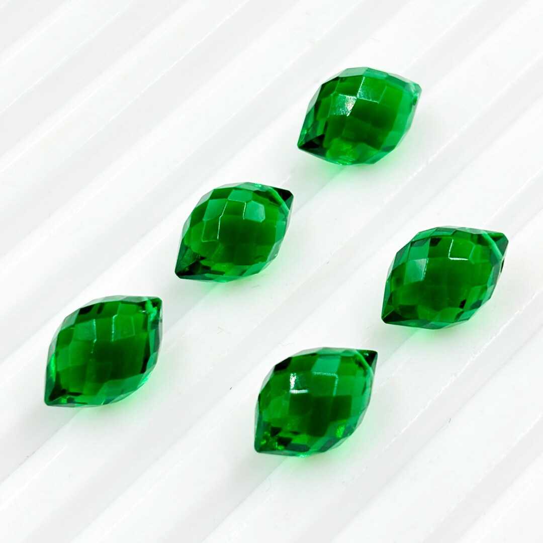 Emrald Rice 5 Emerald Hydro Quartz Rice Gemstones: Faceted, Side Drilled (8x12mm ...