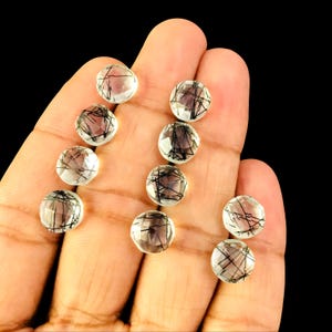 Black Rutilated Hydro Quartz Gemstones: Faceted Round Loose Stones - 8mm-20mm (10 Pieces