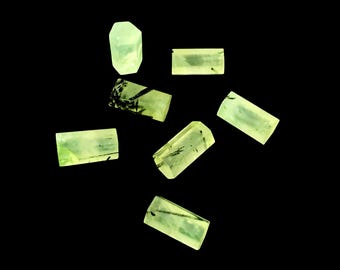 Natural Prehnite Crystal Point Towers: Faceted Obelisk Gemstone Beads (6x14mm Approx)