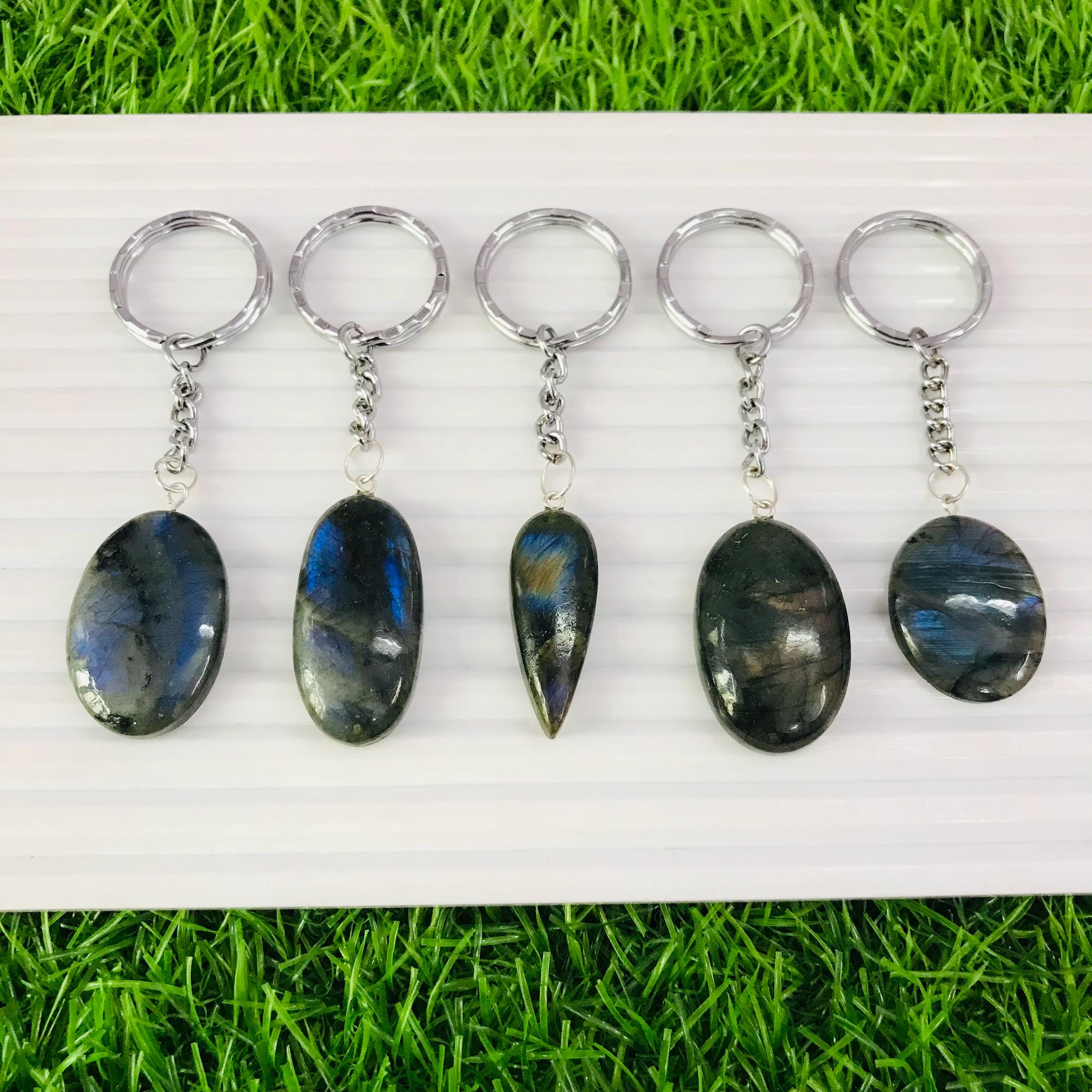 Porte-clé Pierre Naturelle Cristal d'Aqua