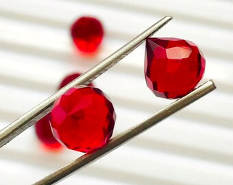 Lot De 10 Perles En Grenat Facetté - Forme Ovale Polygonale - Taille 6-8 Mm - Neuf Pour Création Bijoux