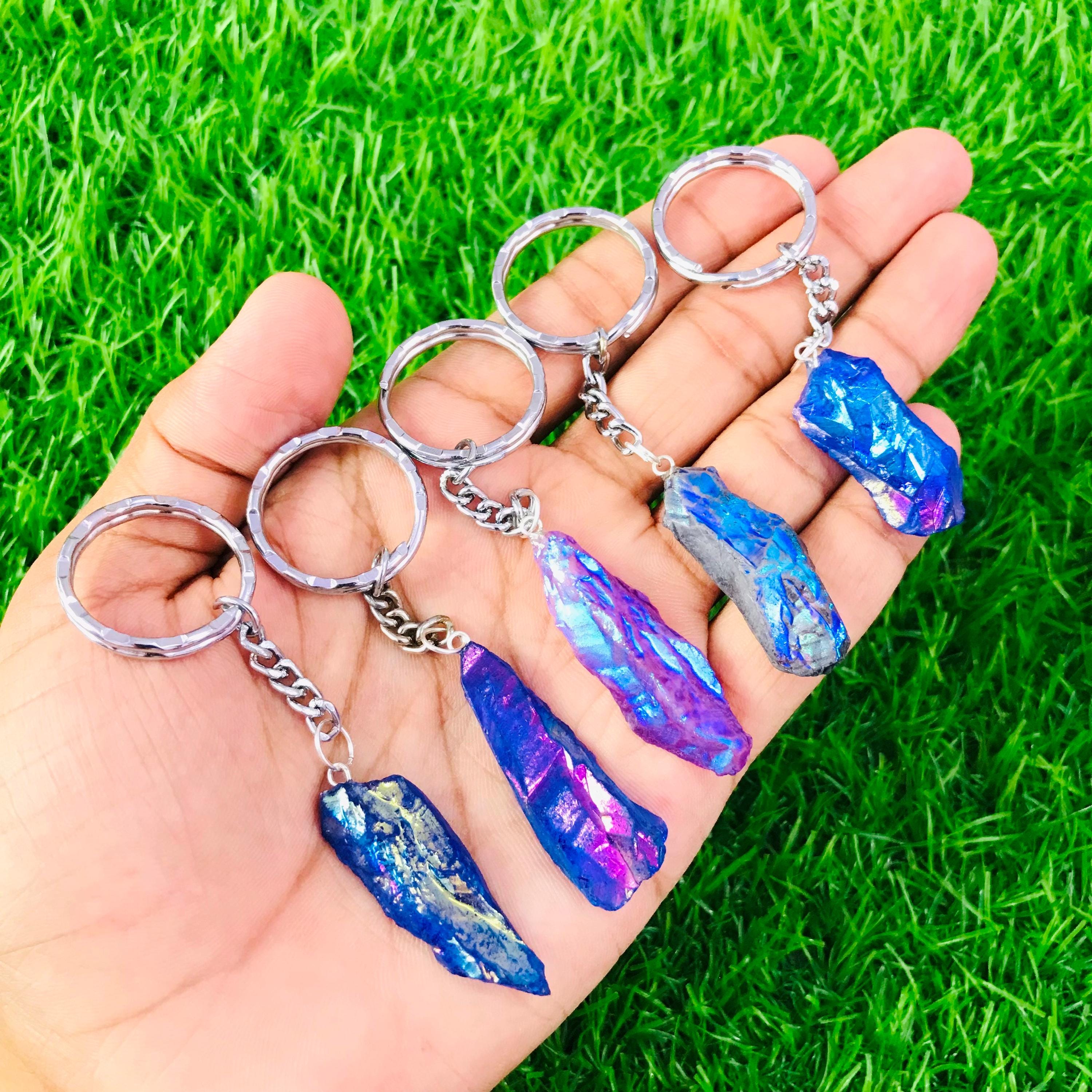 ブルーチタンドゥルージー宝石キーリング 5個セット - 天然瑪瑙 - Etsy