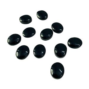 Black Onyx Cabochons: 11 Piece Oval Gemstone Set (4x10x12mm Approx.)