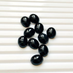 50 Black Onyx Quartz Cabochons: Polished Oval Gemstones (8x10mm-15x35mm)