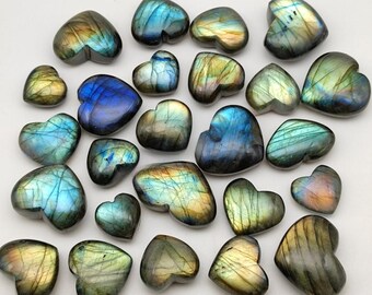 Flashy Labradorite Heart Gemstone: Polished Loose Stone (10-25mm) Approx.