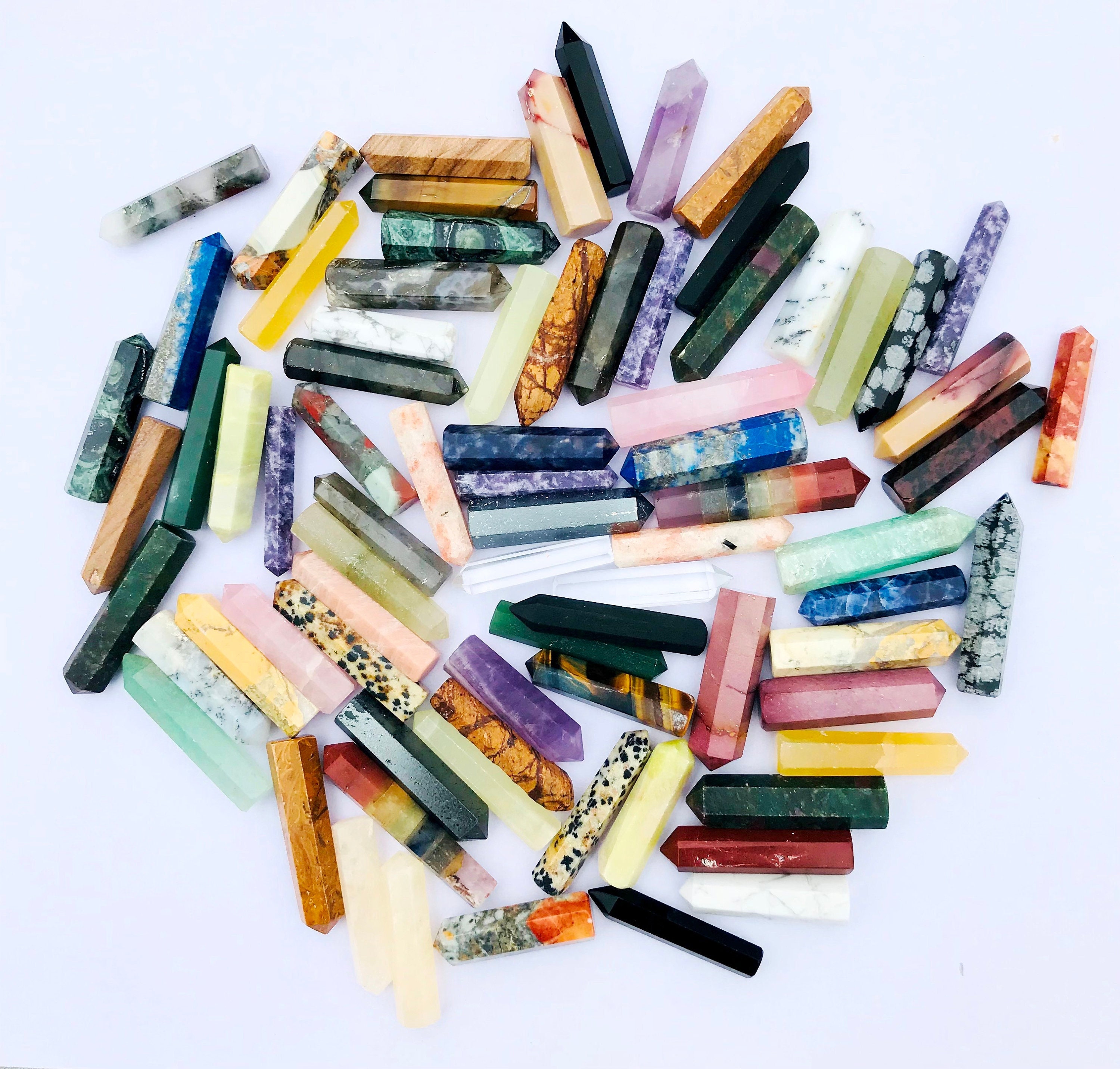 天然石 ミニミニポイントタワー ミニクリスタルポイントタワー100個：厚さ5mm～8mmの天然ミックス宝石