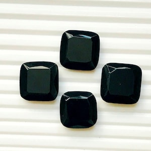 Black Onyx Hydro Quartz Loose Gemstone Lots - Black Onyx Loose Genstone - Cut Gemstone Onyx Lots - 10 Pieces Cushion Shape -8mm-20mm