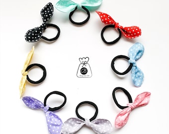 Knotted Bow Elastic Hair Tie, Toddler Bobbles, Baby Hair Accessories, Children Hair Ties, School Uniform Hair Bands