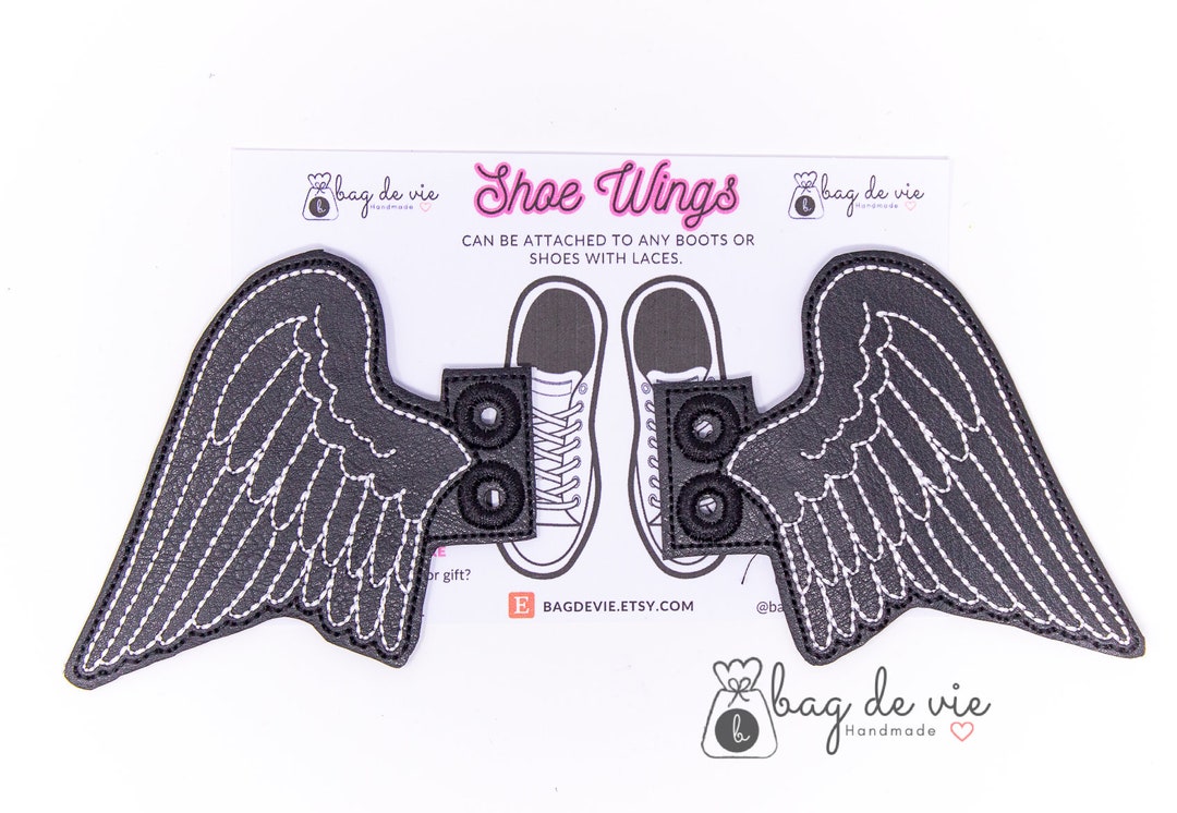 Angel / Raven Shoe Wing Embroidered Lace Boot Wings Cosplay - Etsy