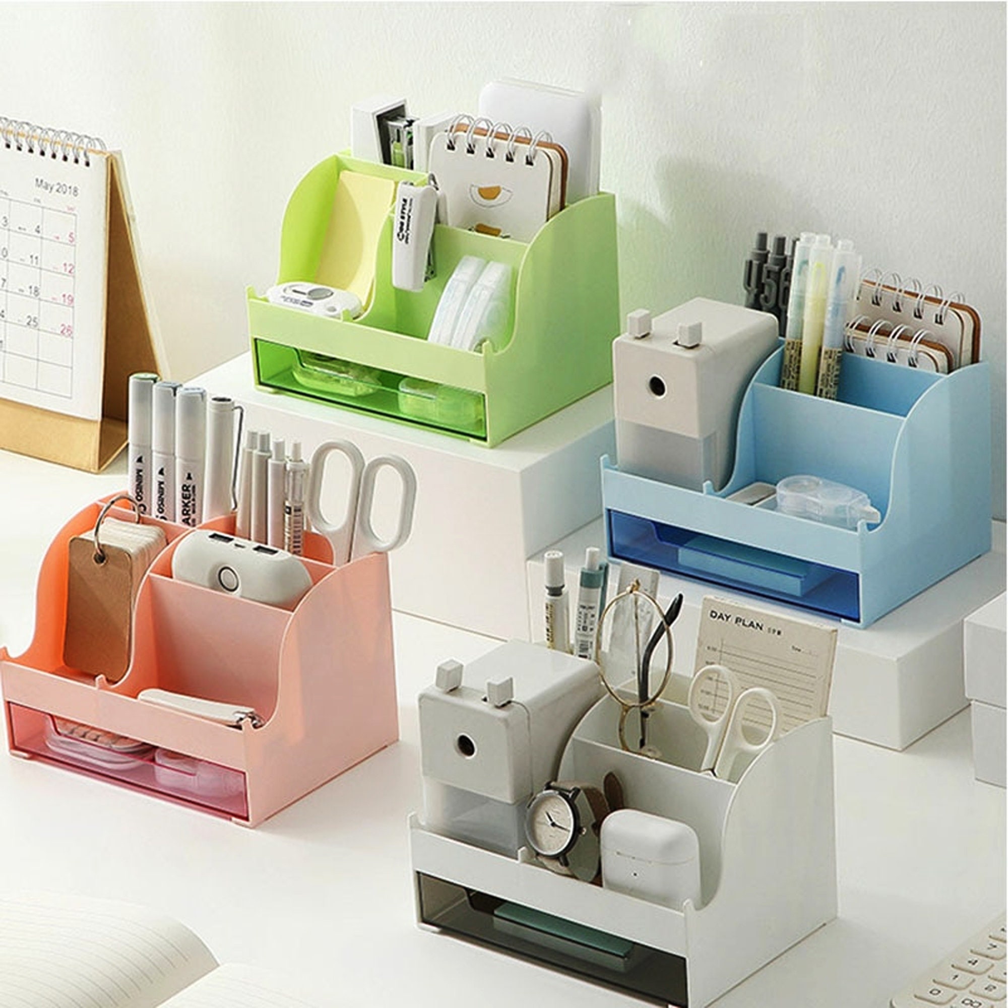 DIY Multi-function 4 Grid Desktop Organizer, Pen Holder, White/pink Storage  Case, Pencil Holder, Party Favor, School, Office Desk Organizer 