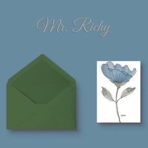 Mini carte-cadeau M. Richy avec fleurs aquarelles