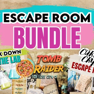 Escape room games. Escape room puzzle bundle.  BONUS Cypher Wheel. Adults print and play puzzle games. Download Print and Play