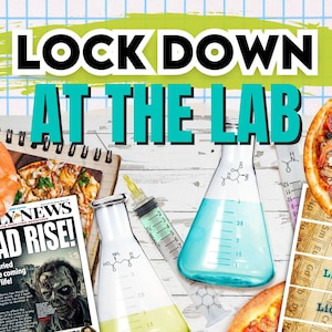 printable escape room game for teens and adults. Lockdown at the lab.