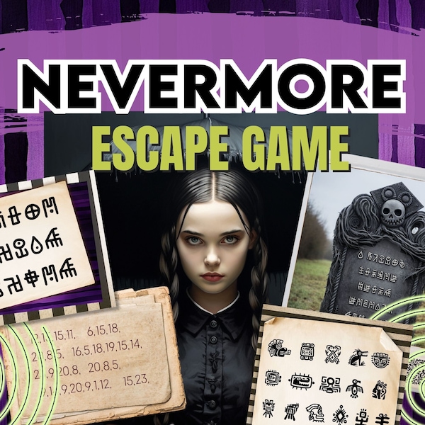 Adult Escape Room Game. Printable activity perfect for Halloween, packed with puzzles and codes to solve and video messages for players.