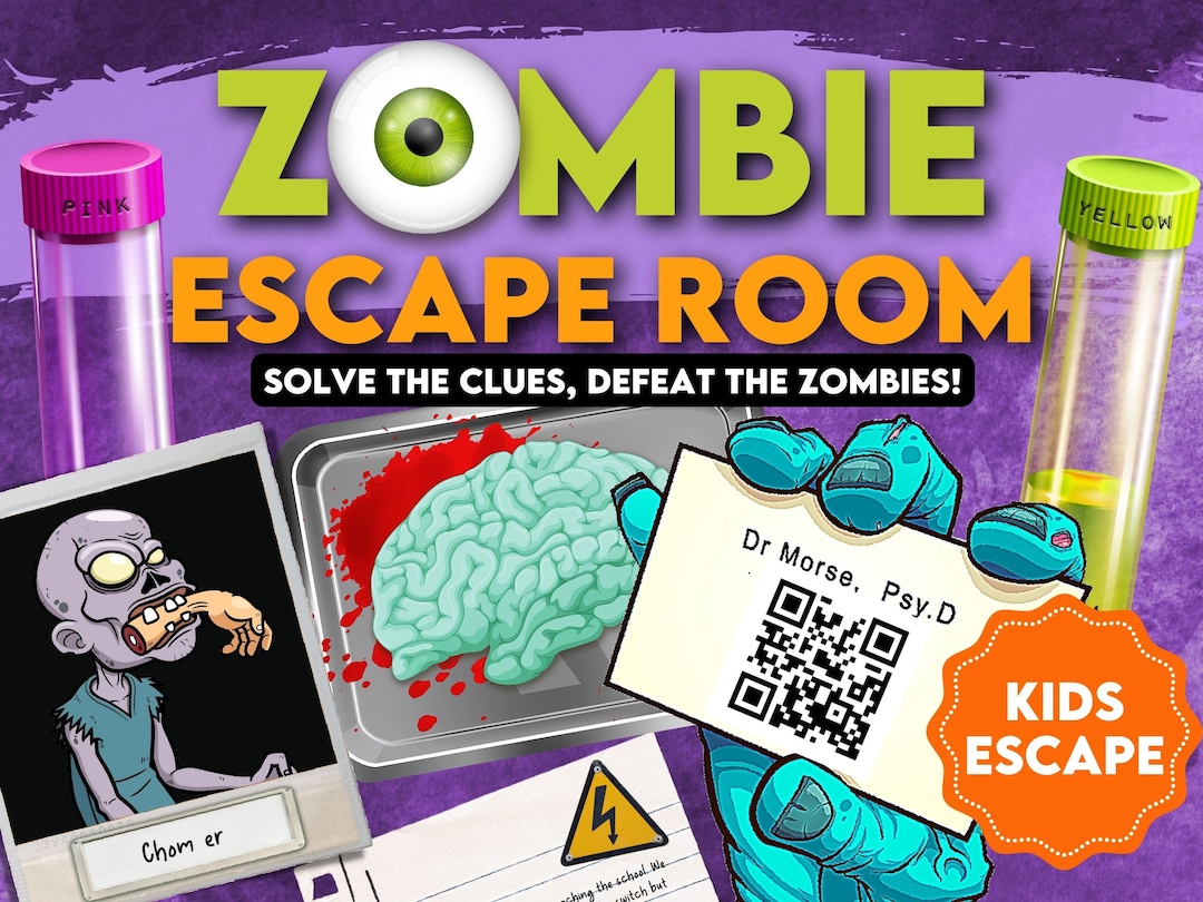 Zombie Escape Room Printable Kit for Kids. Fun Halloween