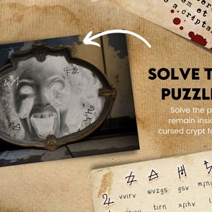 Escape room game. DIY Printable Puzzle Adventure for Adults, Teens. Escape Room Printable. Solve puzzles and escape. Cursed Crypt Escape Kit image 4