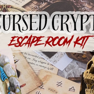 Escape room game. DIY Printable Puzzle Adventure for Adults, Teens. Escape Room Printable. Solve puzzles and escape. Cursed Crypt Escape Kit image 1