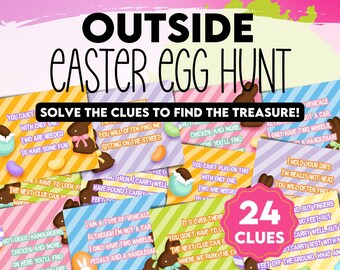 Easter Egg Hunt, Outside Treasure Hunt Game ideal for Kids and Tweens. Easter Printable Games for Kids. Present Hunt Gift Reveal.