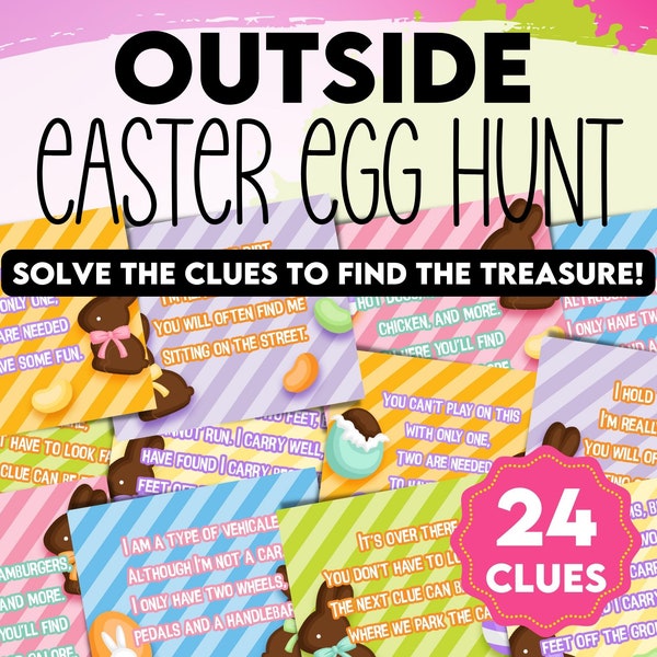 Easter Egg Hunt, Outside Treasure Hunt Game ideal for Kids and Tweens. Easter Printable Games for Kids. Present Hunt Gift Reveal.